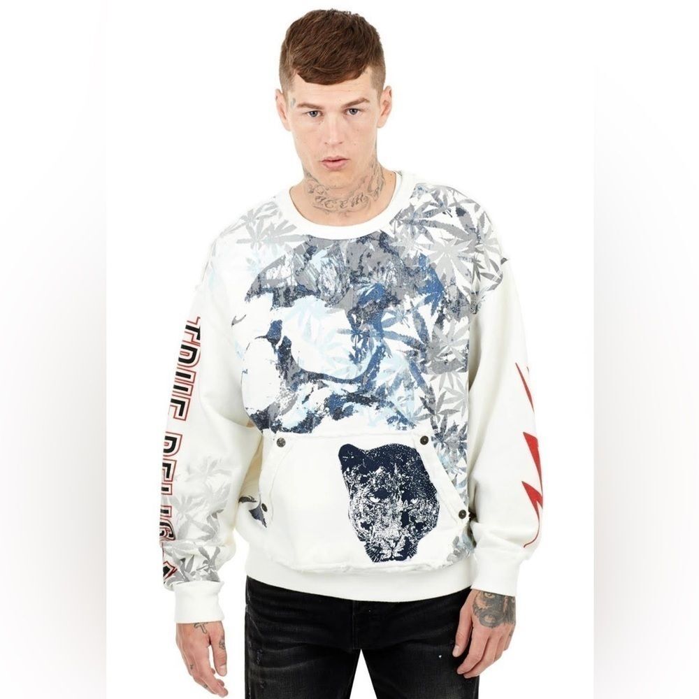 True Religion Mens Hemp Printed Pullover Sweatshirt size XXL